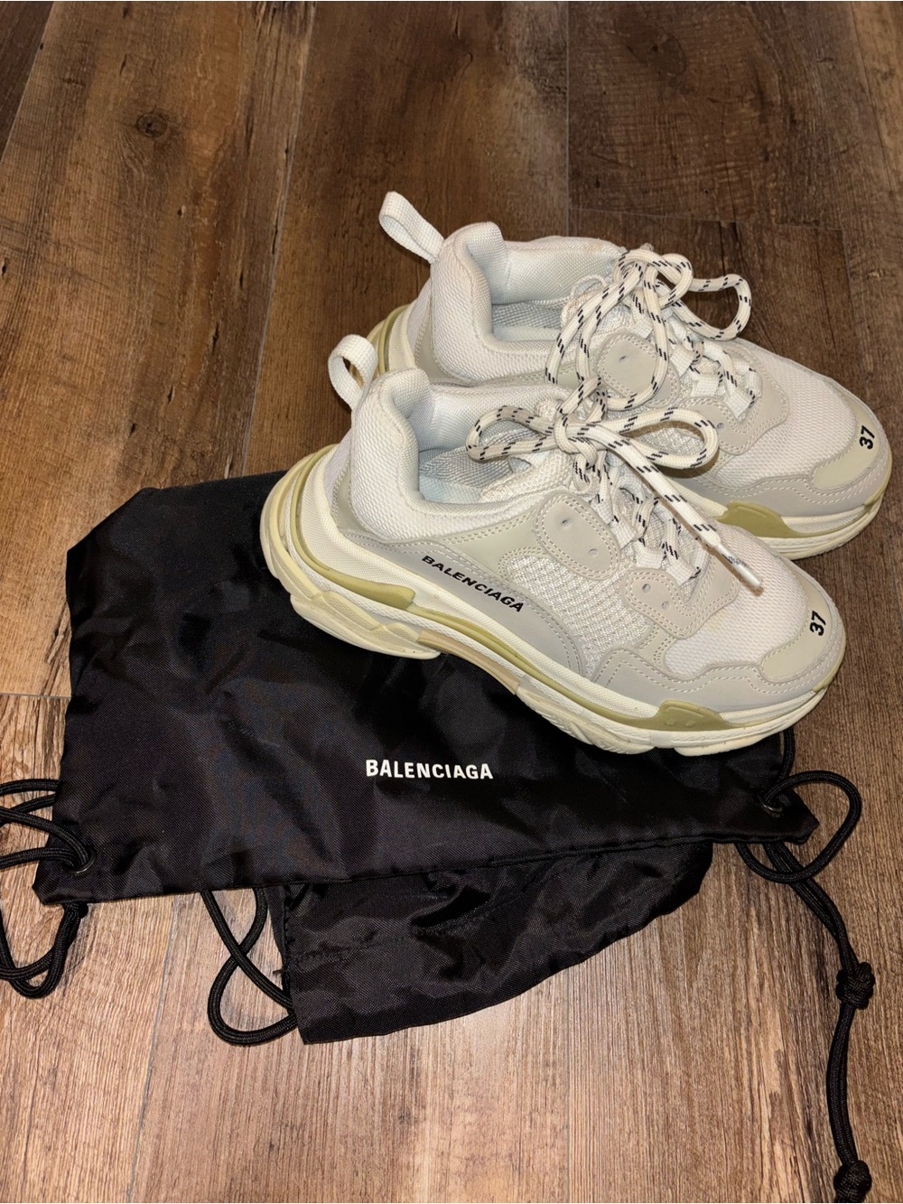 Balenciaga Triple S Sneakers in White and Cream